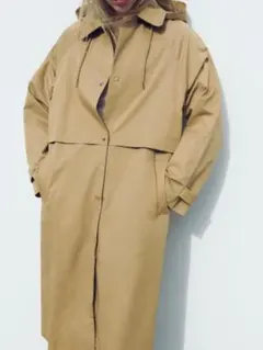 ZARAʕ•ᴥ•ʔフード付きベージュロングコート