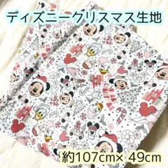 ディズニー クリスマス 生地 布 約107cm×49cm はぎれ ハンドメイドに