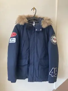 美品 VAN JACKET 肉厚 ファー ダウンジャケット ネイビー ワッペン