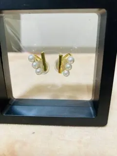 パール ゴールド スタッドイヤリング