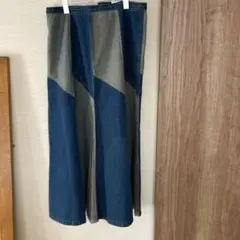 デニム パネルデザイン ロングスカート　Lサイズ　ウエスト80センチ