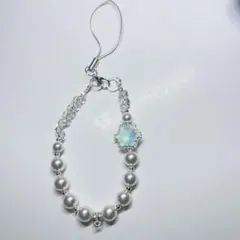 ハンドメイド パールビーズ 携帯ストラップ