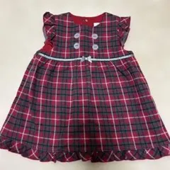 赤と黒のチェック柄ワンピース　bebe reduction M 90〜100