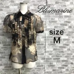 ☆美品☆ブルマリン　イタリア製　シルク100% シフォンフリルブラウス　バラ柄のサムネイル