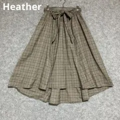Heather チェック柄フレアロングスカート