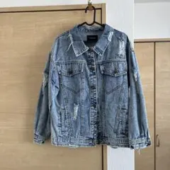 melange ダメージ加工デニムジャケット