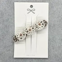 ハンドメイド【水引】バレッタ 淡茶×白 7㌢