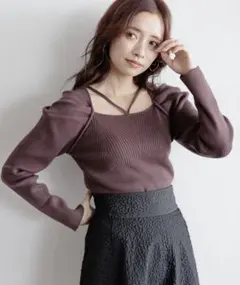 ミスティウーマン　ストリングネック2WAYニット　177114