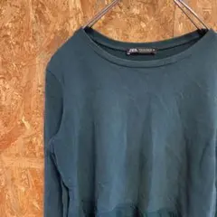 AE9362 ZARA 長袖Tシャツ ダークグリーン レディース 26 ポス