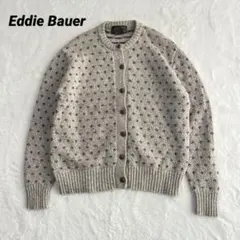 エディバウアー 黒タグ ニットカーディガン フェアアイル柄 くるみボタン L