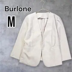 ブルローネ　オーカラージャケット　深めVネック　グレー　袖スリット　M　【美品】