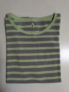 mont-bell　ボーダー 半袖Tシャツ グレーと黄緑