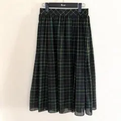 Rene ルネ フレアースカート グリーン チェック柄 38size 美品のサムネイル