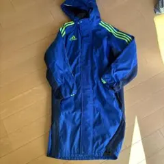 adidas フード付き ベンチコート 青150