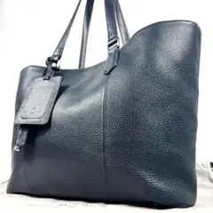 ✨美品✨ペッレモルビダ トートバッグ A4可 大容量 レザー ネイビー 紺