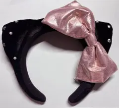 ユニバ ハローキティ ベロアカチューシャ　リボン　パール