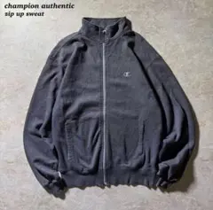 champion authenticジップアップスウェット古着チャコール当時物M