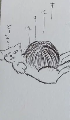 手描きイラスト アナログイラスト 猫