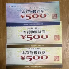 ヤマダ電機　YAMADA HDGS お買物優待券 ¥500 3枚セット