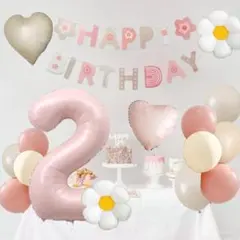誕生日飾り　風船 セット パーティバルーン　女の子　ピンク系　１歳　２歳　３歳