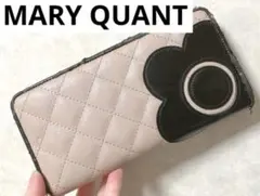 MARY QUANT キルティング長財布 ベージュ/黒