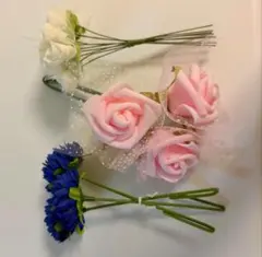 造花ブーケセット ホワイト ピンク ブルー