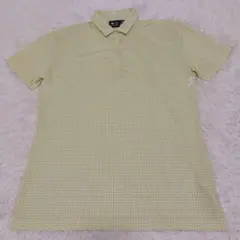 DESCENTE ゴルフシャツ 千鳥格子柄 ライトグリーン Lのサムネイル
