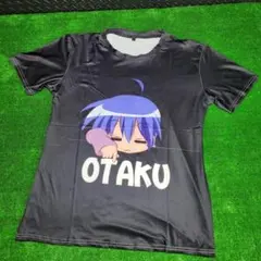 OTAKU アニメTシャツ ブラック 半袖 オタク系 ゆるキャラ