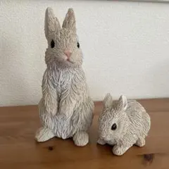 うさぎ 置物 2体セット 金属製 縁起物 卯 骨董 オブジェ インテリア