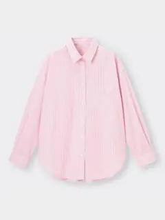 GU ストライプ オーバーシャツ ピンク 白