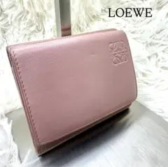 希少✨人気✨ロエベ 三つ折り財布 アナグラム リネン トライフォールド ピンクのサムネイル
