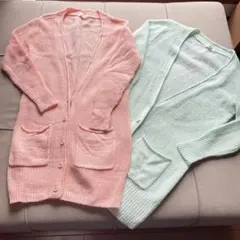 色違い２枚セットPEACHJOHNニットカーディガン/アルパカモヘヤ混/部屋着