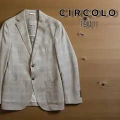 未使用品 CIRCOLO 1901 ジャージージャケット 48 ベージュチェック