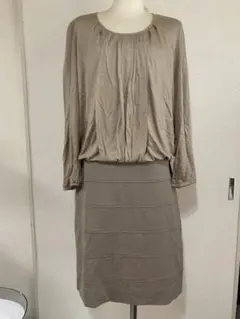 icBサイズSカーキブラウン・セットアップ風ワンピース♭5138