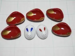 箸置き たち吉 橘吉5個セット はまぐり 金彩 祝 貝形＆波佐見焼うさぎ青赤2個のサムネイル