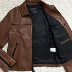 COACH ラムレザー フライトジャケット ライダース ダブルジップ ブラウンのサムネイル
