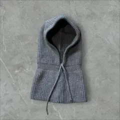 Rib Knit Hood Balaclava gray