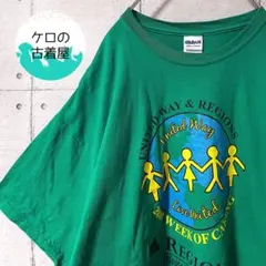 ギルダン ビッグサイズ プリント Tシャツ メンズ 2XL グリーン US古着