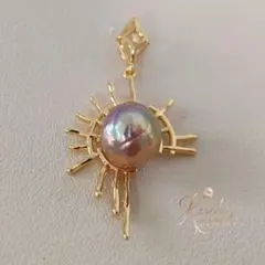 本真珠　淡水エジソンバロックパール　天然マルチメタリック虹　ペンダントトップ新品