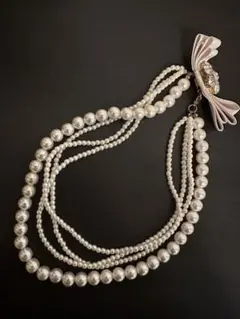 パールリボンネックレス