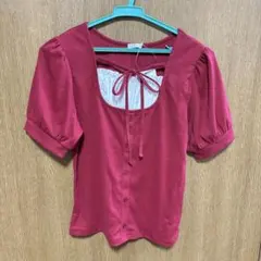 新品 ハニーズ COLZA レイヤード風トップス レッド L