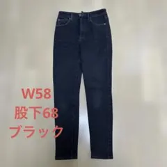 しまむら　裏地あったかパンツ　クロッシープレミアム　W58 ブラック