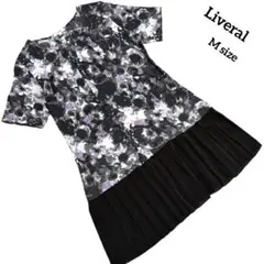 【Liveral】リベラル　花柄　プリーツ　チュニック　半袖 切り替え　大人　Mのサムネイル