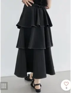 majesticlegon バックレースアップティアードロングスカート 黒