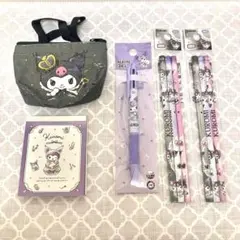 大人気Kuromi クロミちゃん　文房具5点セット（メモ帳・ペン）　新品