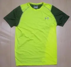 アンダーアーマー★コンプレッション半袖Ｔシャツ★LG★黄色/カーキ★ヒートギア