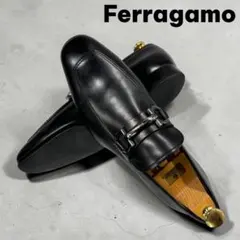定番 フェラガモ 5.5EE 24cm ガンチーニ ビットローファー 黒 金具