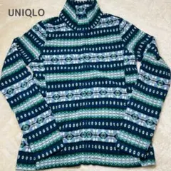 UNIQLO 幾何学模様 タートルネック フリースジャケット Mサイズ　男女兼用