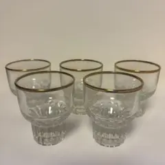 ガラス製おちょこ　5客セット　金縁　冷酒用