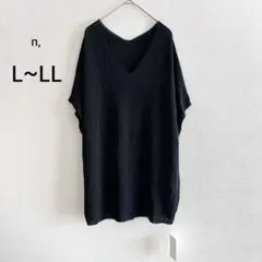 新品 ニッセン n, サマーニット Vネック 黒 L LL ドルマンスリーブのサムネイル